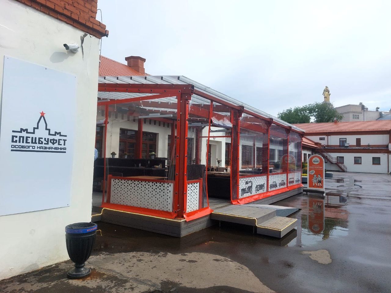 ПВХ шторы для летней террасы кафе в посёлке имени Карла Либкнехта